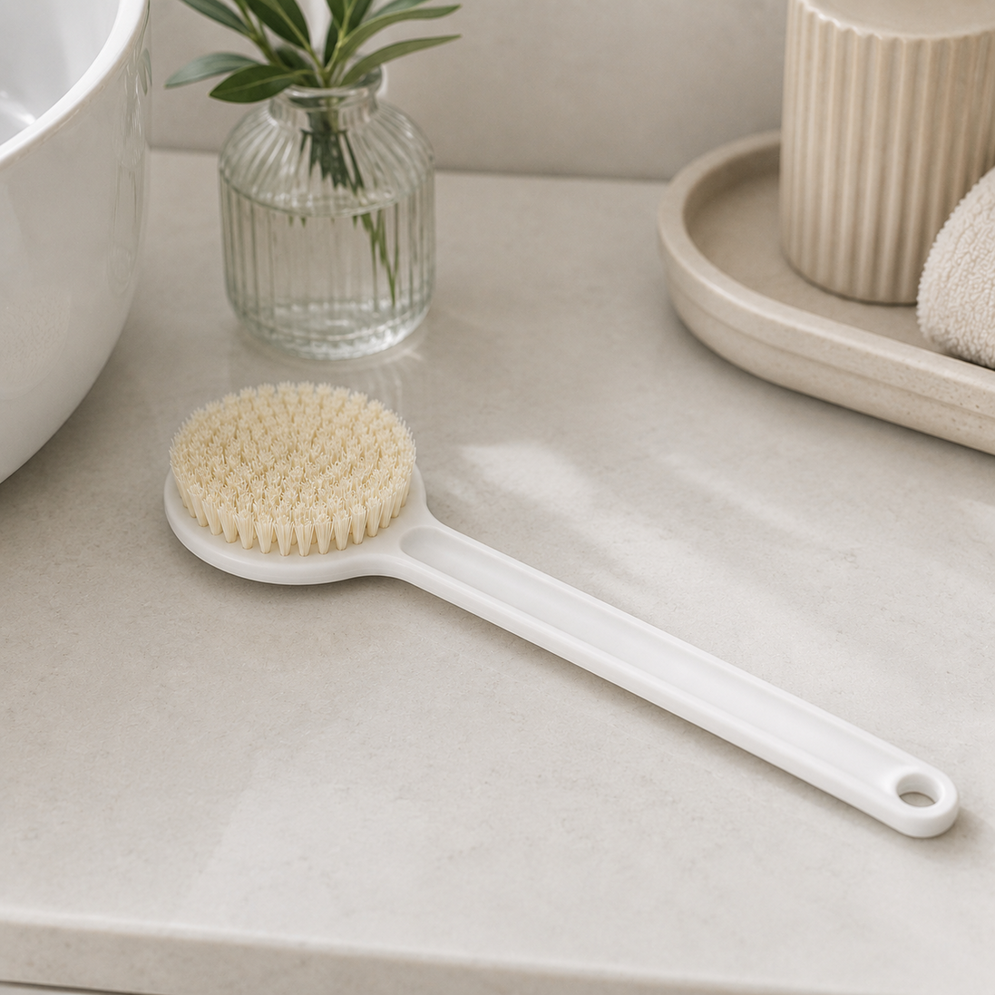 Soft Bristle Body Brush in use
