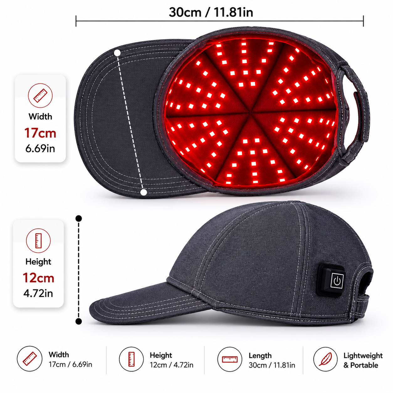 Red Light Scalp Cap worn
