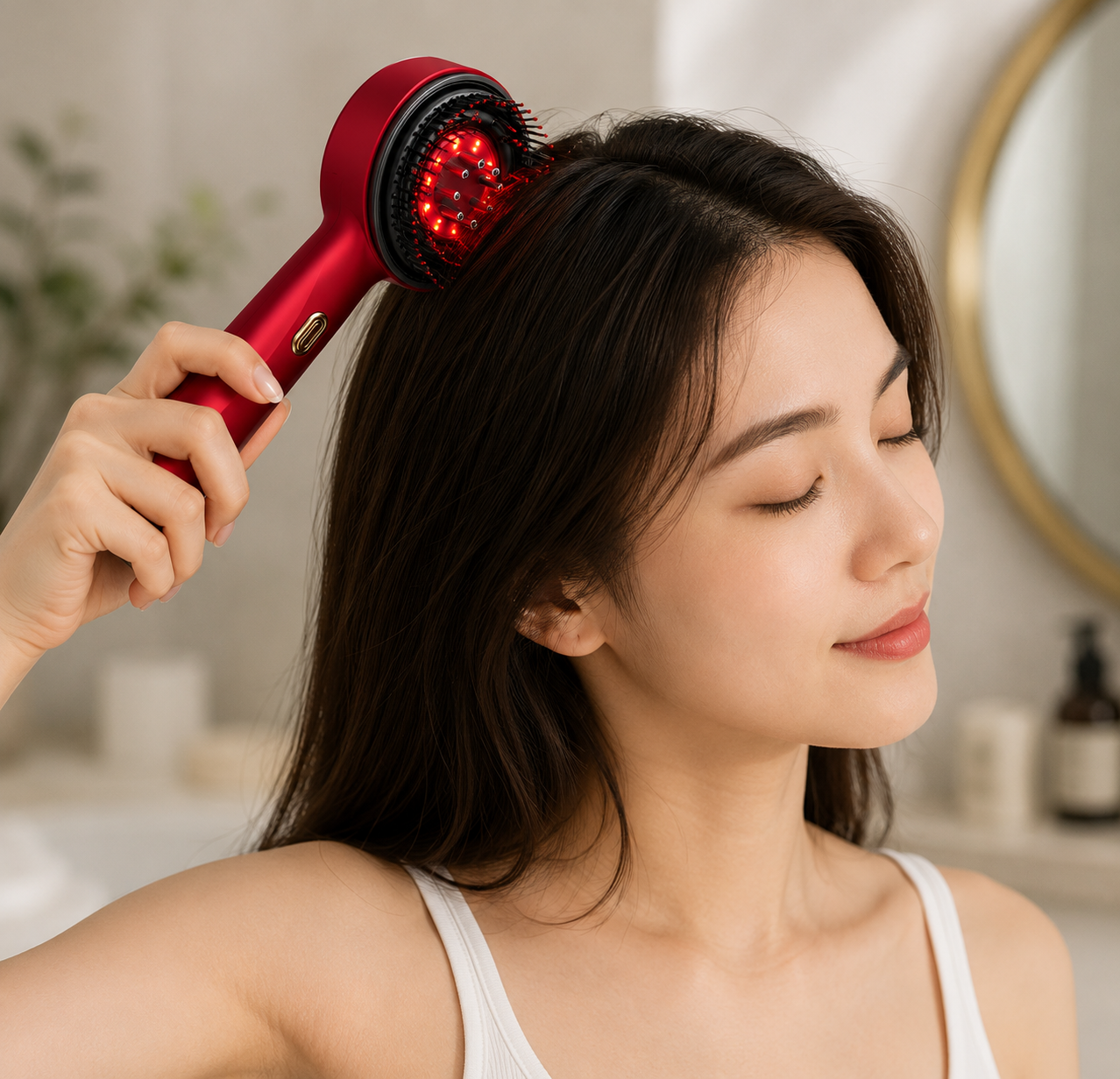 Electric Scalp Massager in use