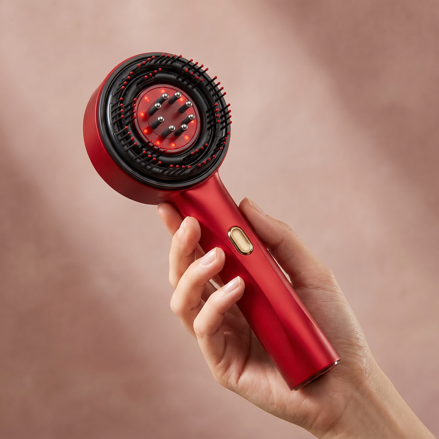 Solyellea Electric Scalp Massage Comb - compact in hand, lightweight portable design