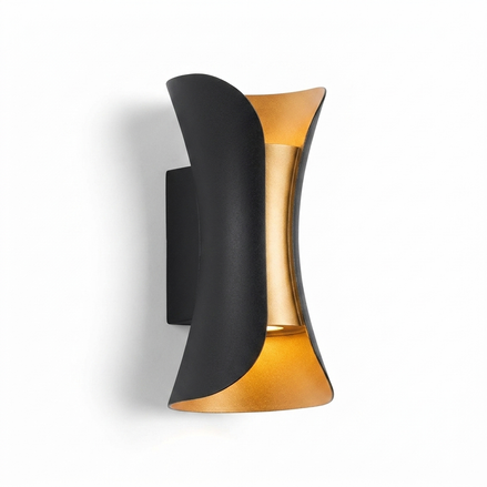 Solyellea Arc LED up-down wall light, matte black, on white background